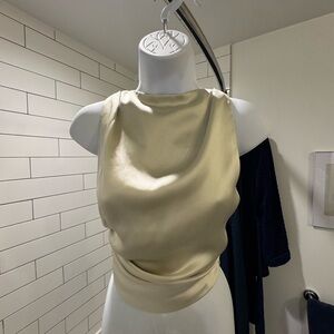 Elegant Light Seafoam Green/Cream Sleeveless Top